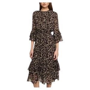 NWOT MISA Los Angeles Gordana Midi Dress in Black Multi Size Small